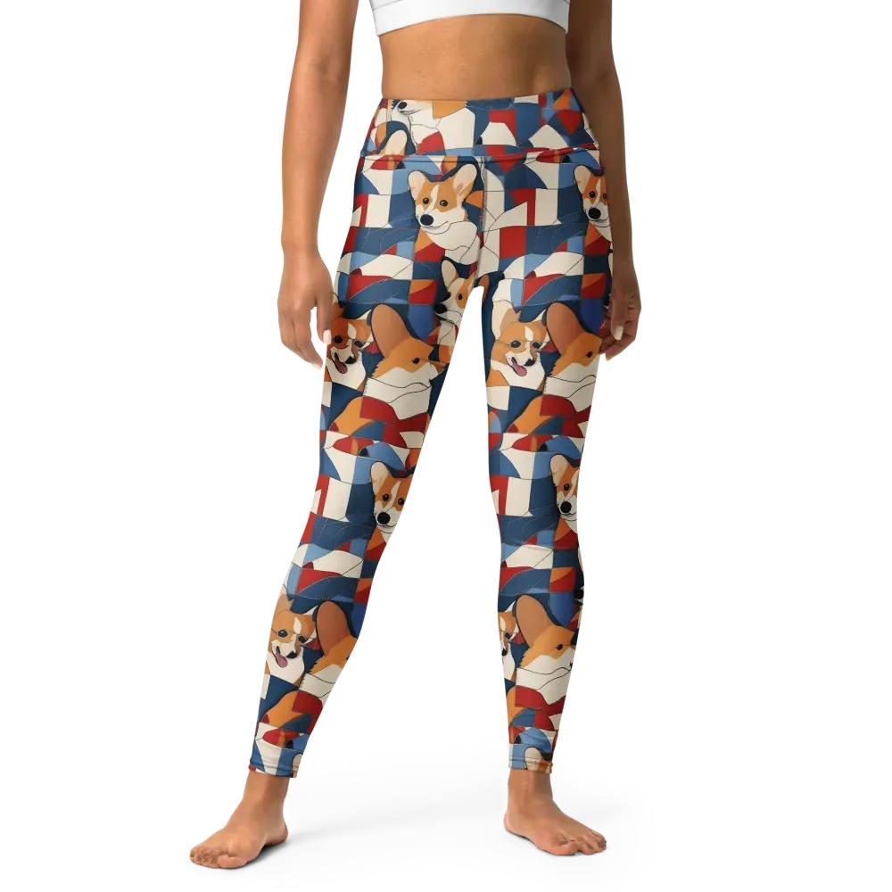 Corgi Color Theory on Yoga Leggings — Front