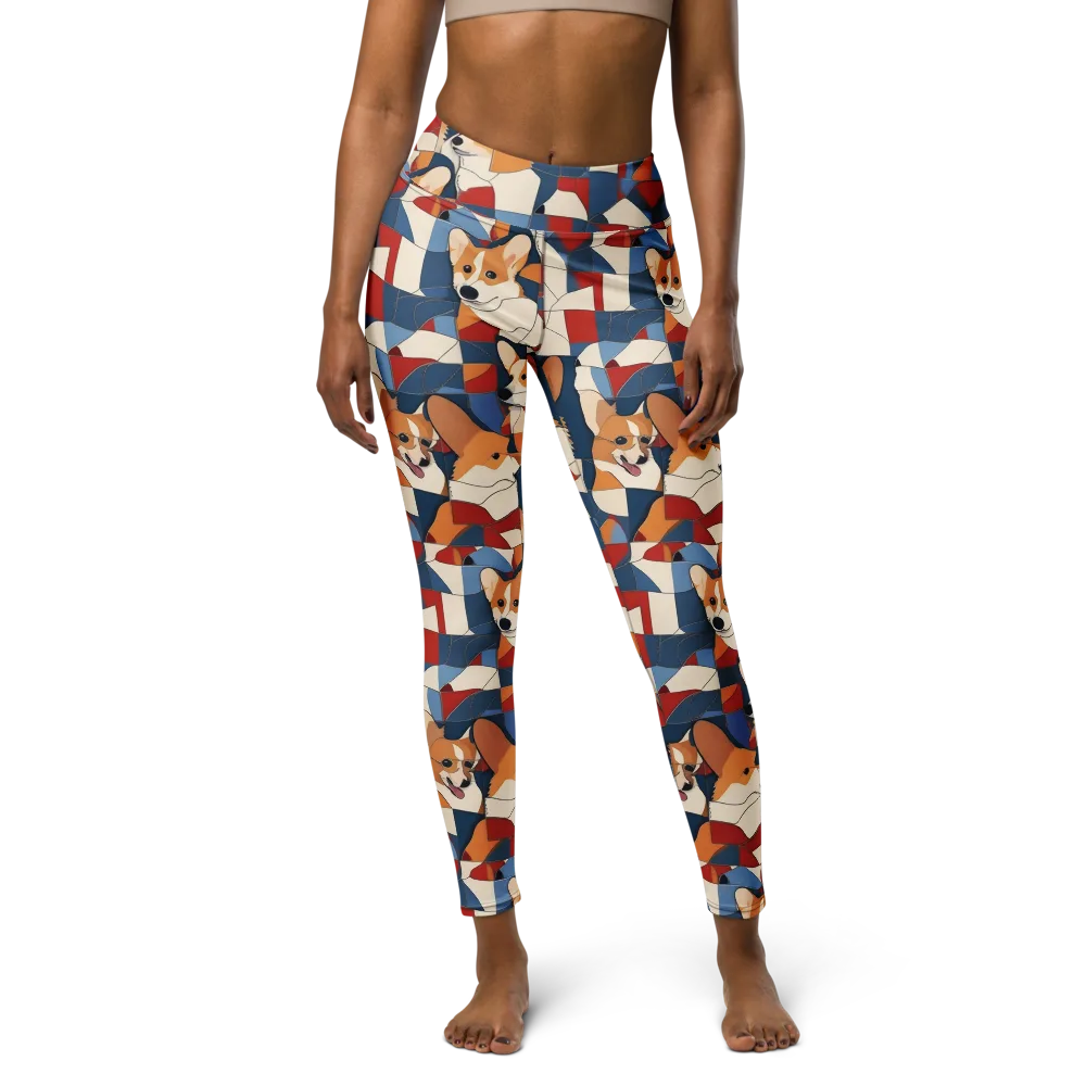 Corgi Color Theory on Yoga Leggings — Front