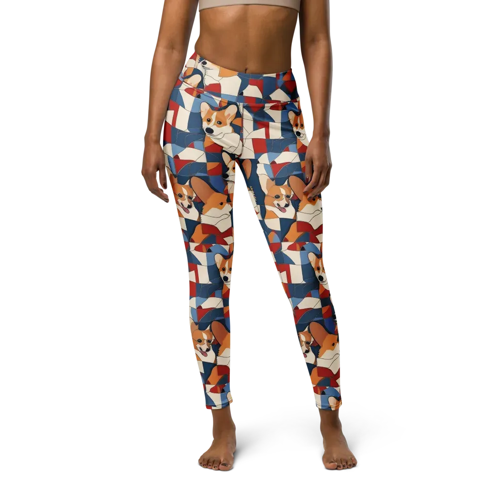 Corgi Color Theory on Yoga Leggings — Front