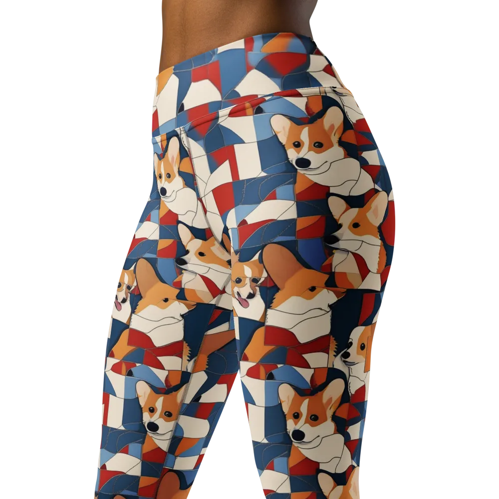 Corgi Color Theory on Yoga Leggings — Left Front