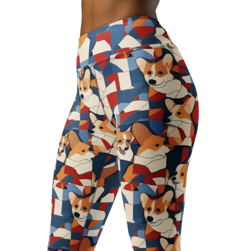 Corgi Color Theory on a Yoga Leggings