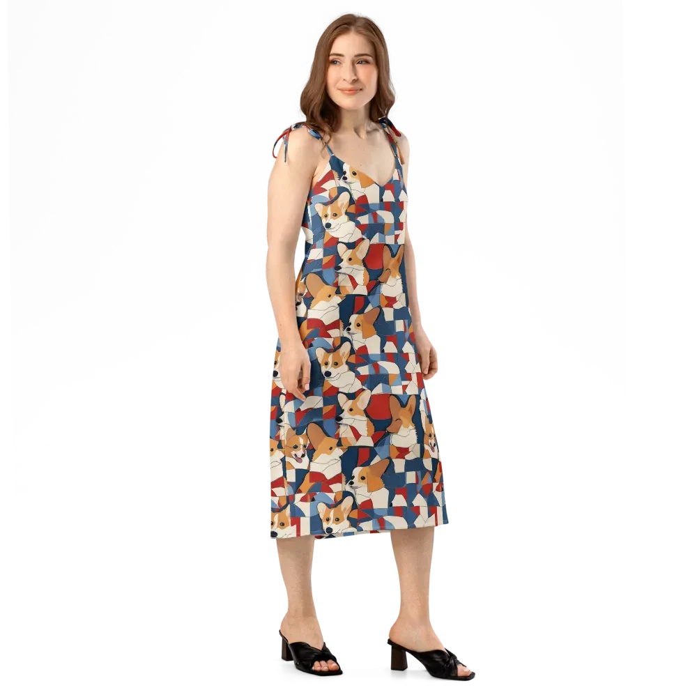 Corgi Color Theory on Slip Dress — Right Front