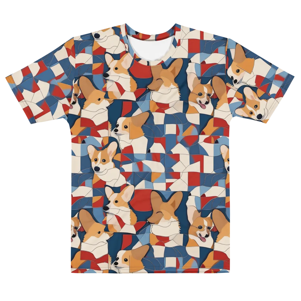 Corgi Color Theory on Men's Cotton Crew Neck T-Shirt — Front
