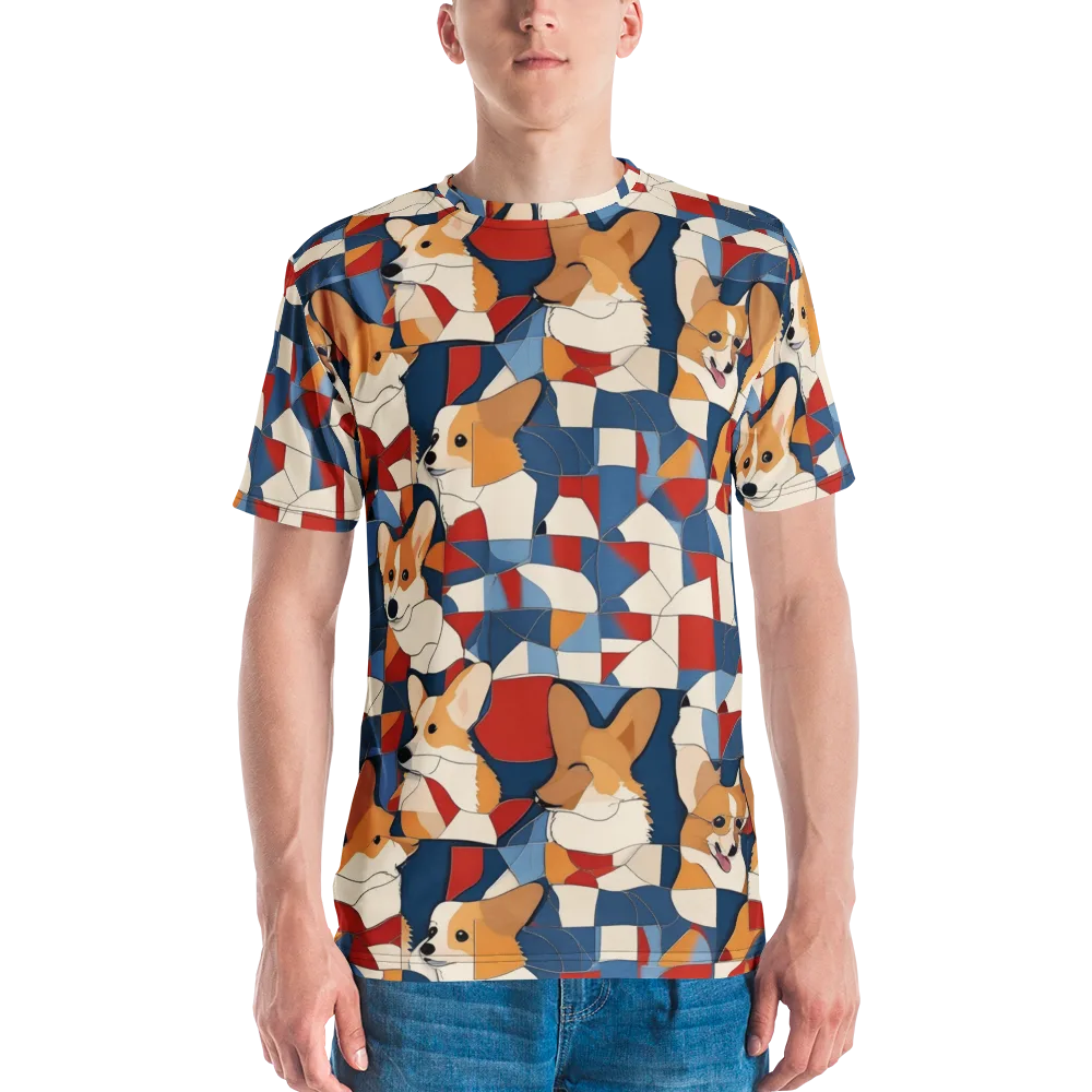 Corgi Color Theory on Men's Crew Neck T-Shirt — Front
