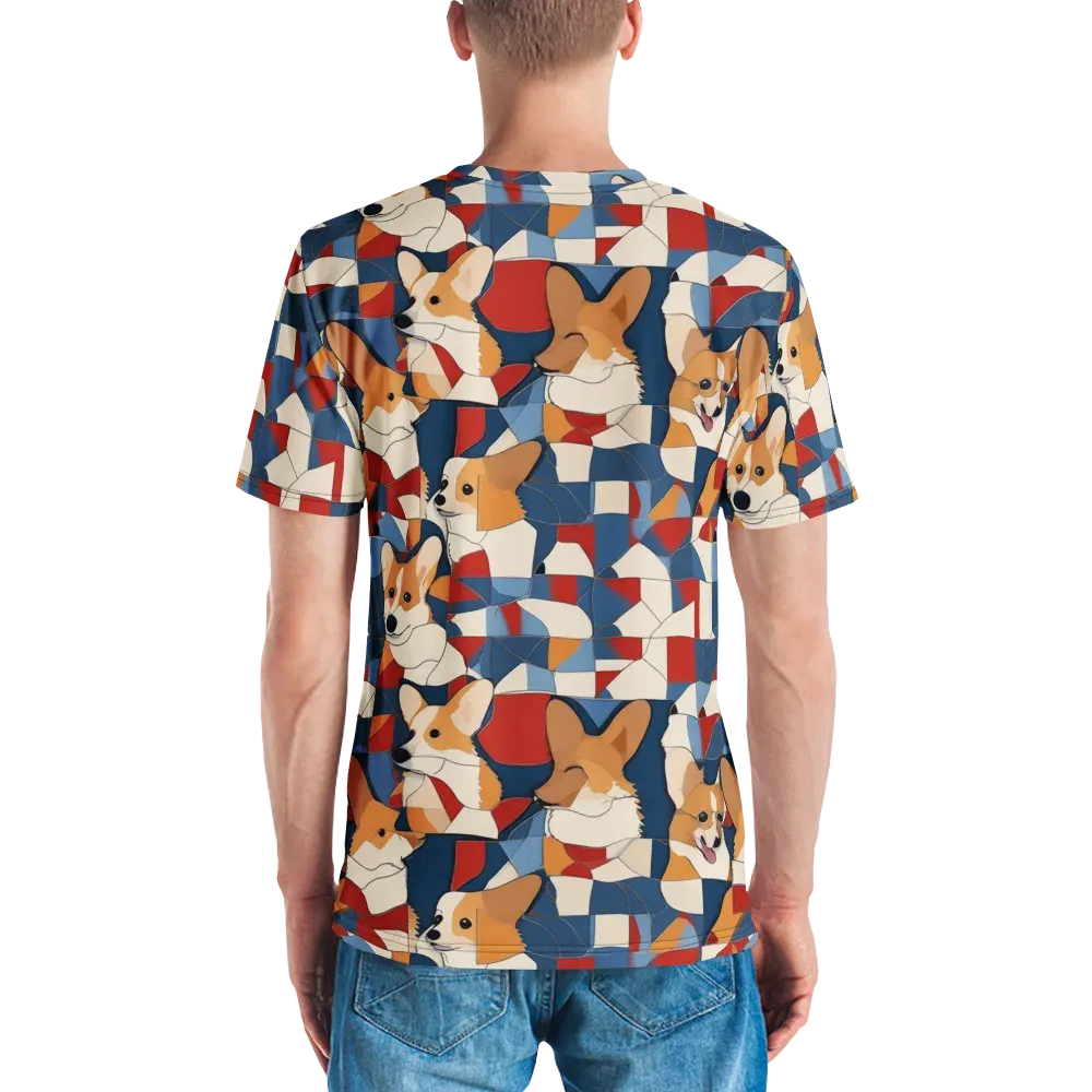 Corgi Color Theory on Men's Crew Neck T-Shirt — Back