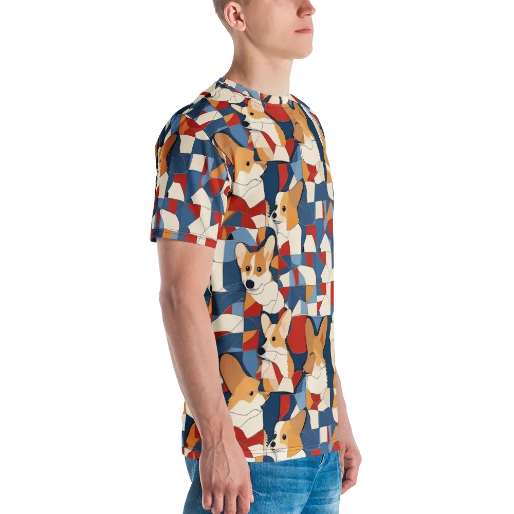 Corgi Color Theory on Men's Crew Neck T-Shirt — Right
