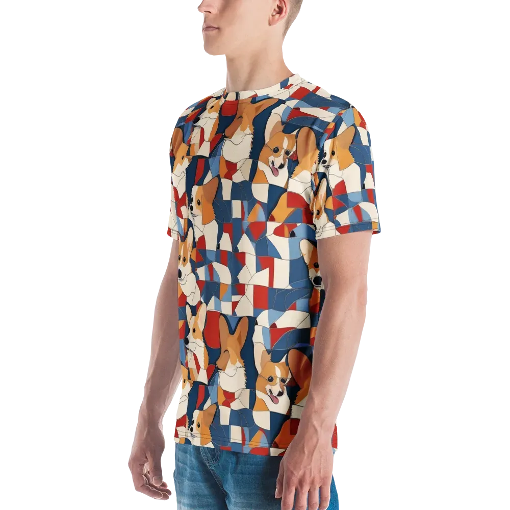 Corgi Color Theory on Men's Crew Neck T-Shirt — Left
