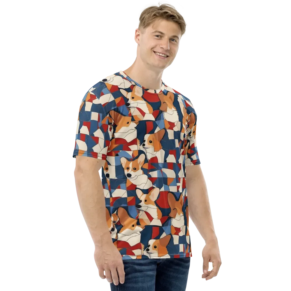 Corgi Color Theory on Men's Crew Neck T-Shirt — Right