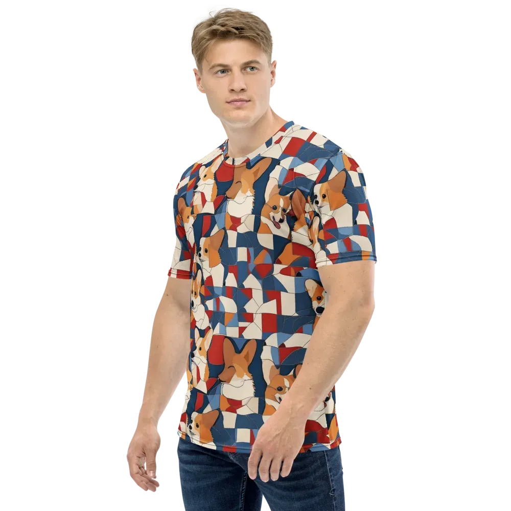 Corgi Color Theory on Men's Crew Neck T-Shirt — Left