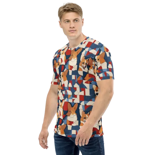 Corgi Color Theory on a Men's Crew Neck T-Shirt