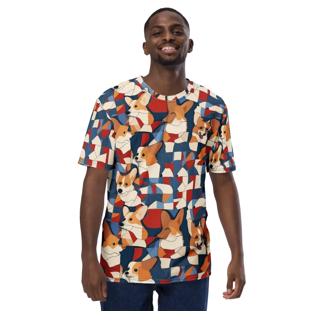 Corgi Color Theory on Men's Crew Neck T-Shirt — Front