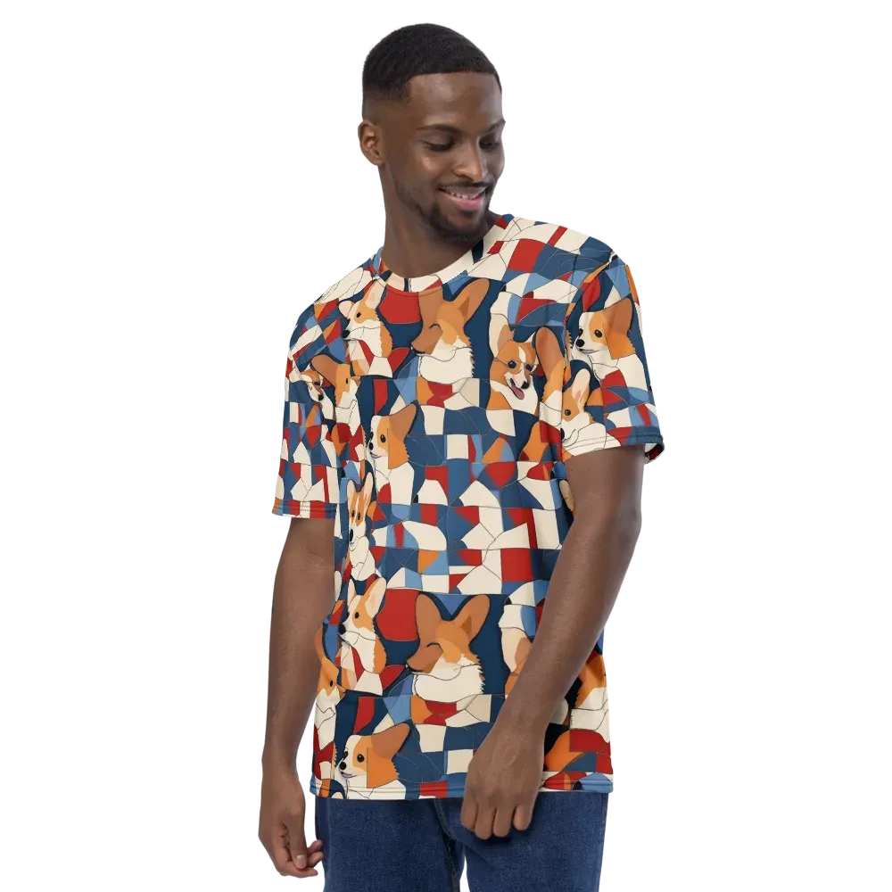 Corgi Color Theory on Men's Crew Neck T-Shirt — Left