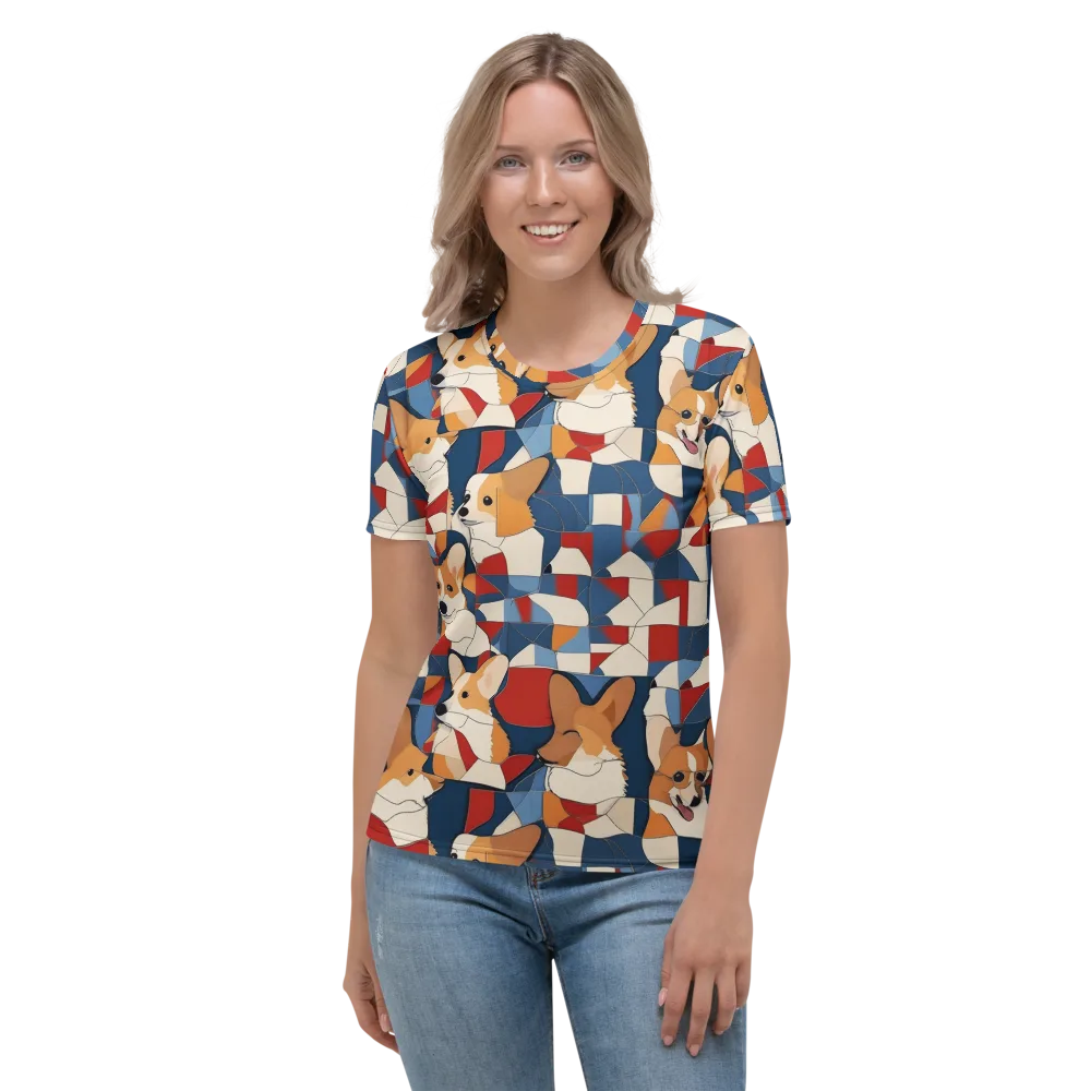 Corgi Color Theory on Women's Crew Neck T-Shirt — Front