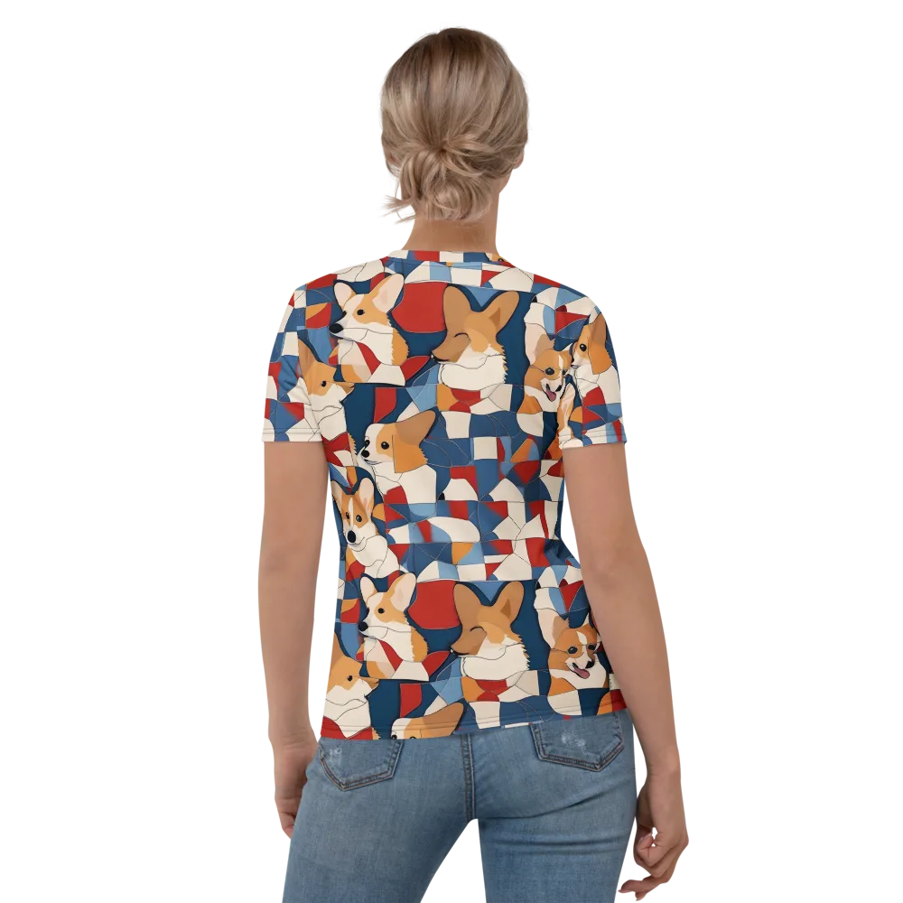 Corgi Color Theory on Women's Crew Neck T-Shirt — Back