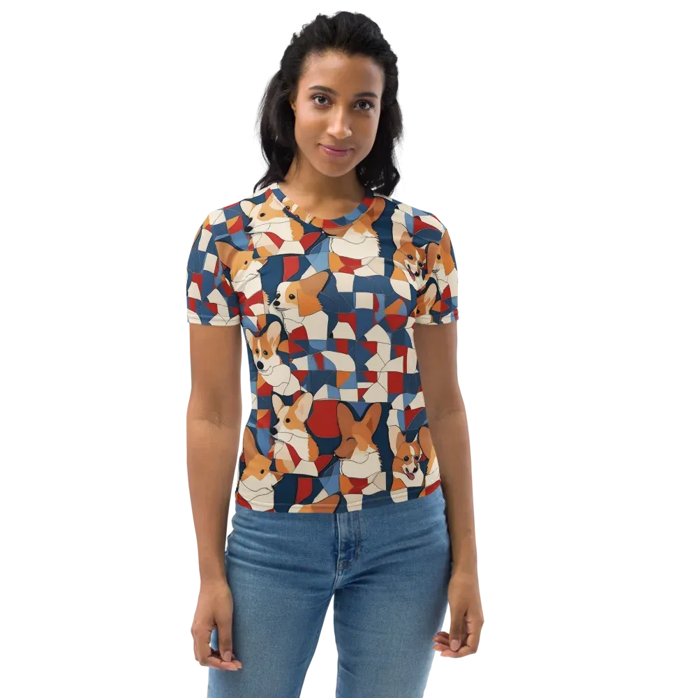 Corgi Color Theory on Women's Crew Neck T-Shirt — Front
