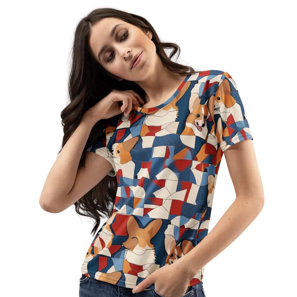 Corgi Color Theory on Women's Crew Neck T-Shirt — Left Front