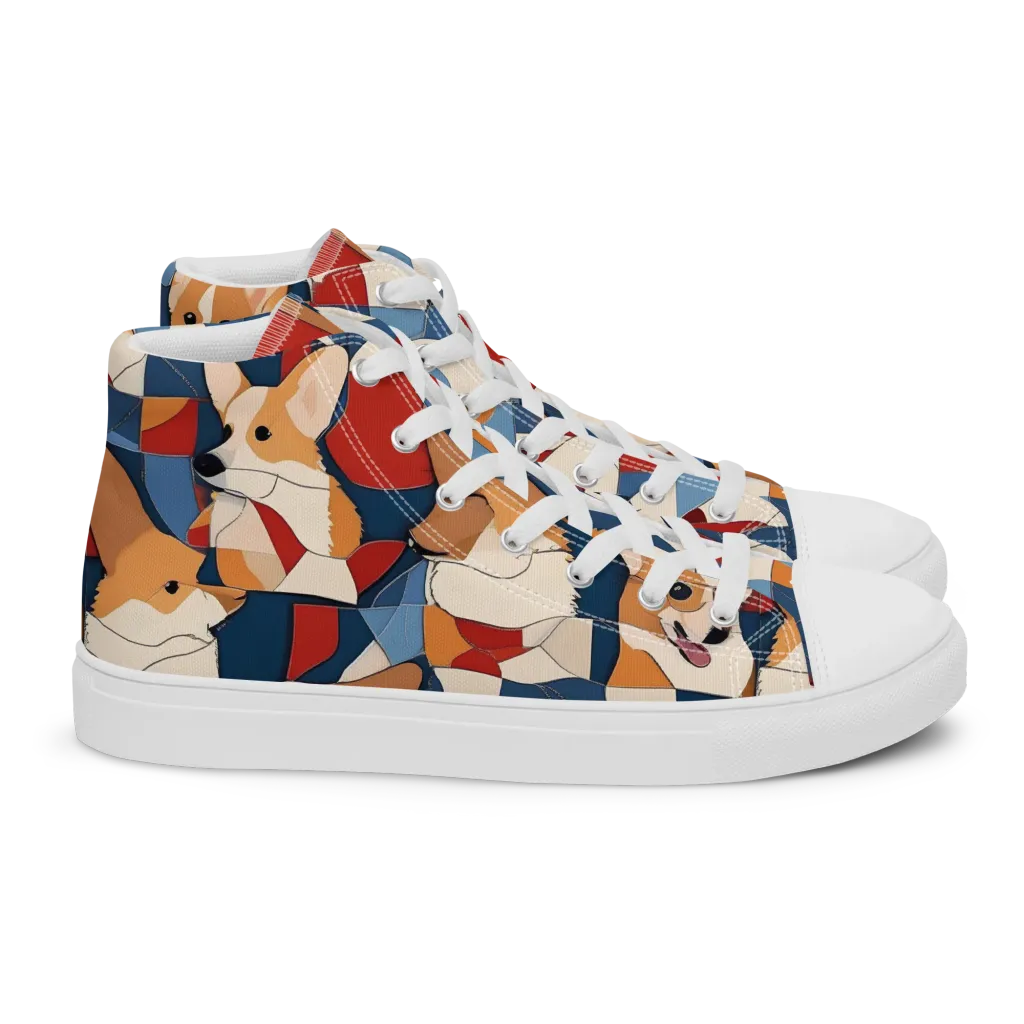 Corgi Color Theory on Women's High Top Canvas Shoes — Right