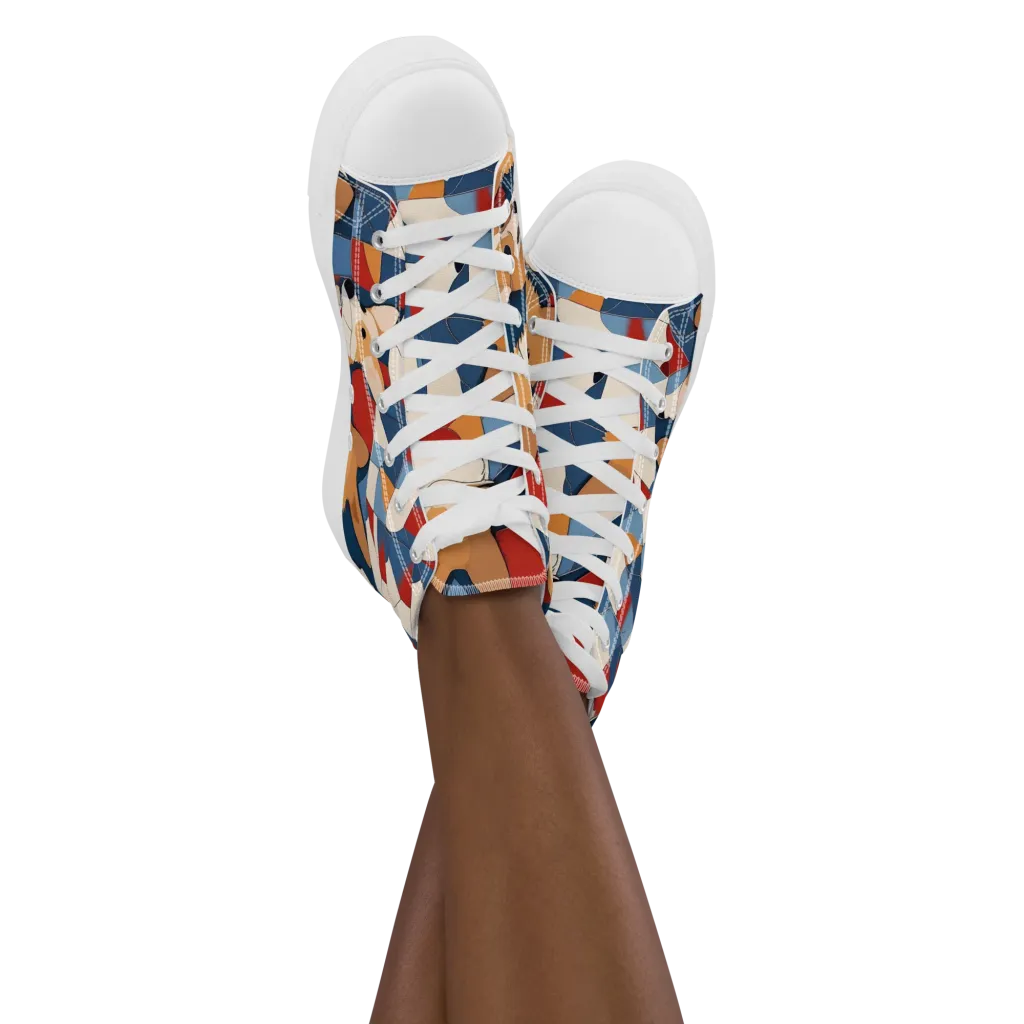 Corgi Color Theory on Women's High Top Canvas Shoes — Front