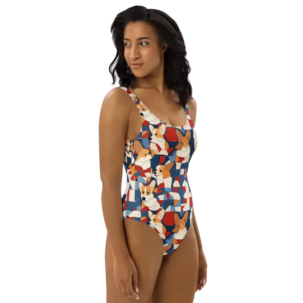 Corgi Color Theory on One-Piece Swimsuit — Right