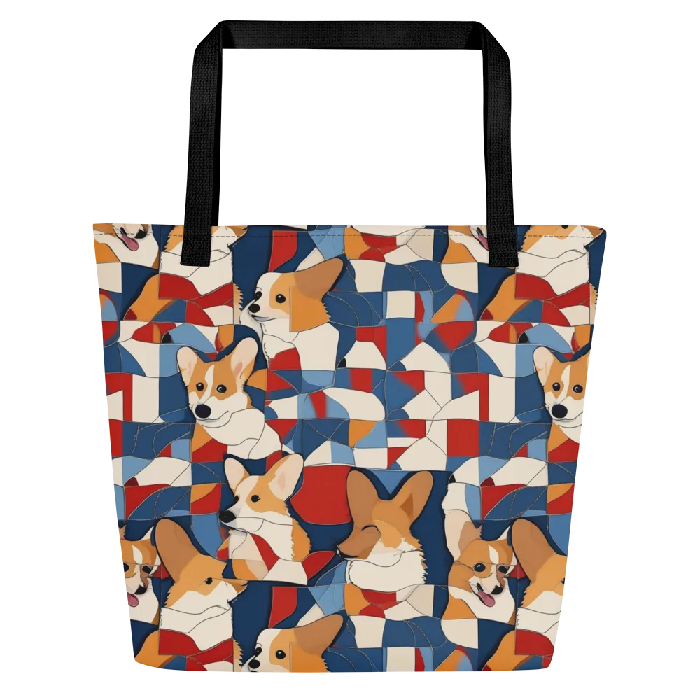 Corgi Color Theory on Large Tote Bag W/ Pocket — Front