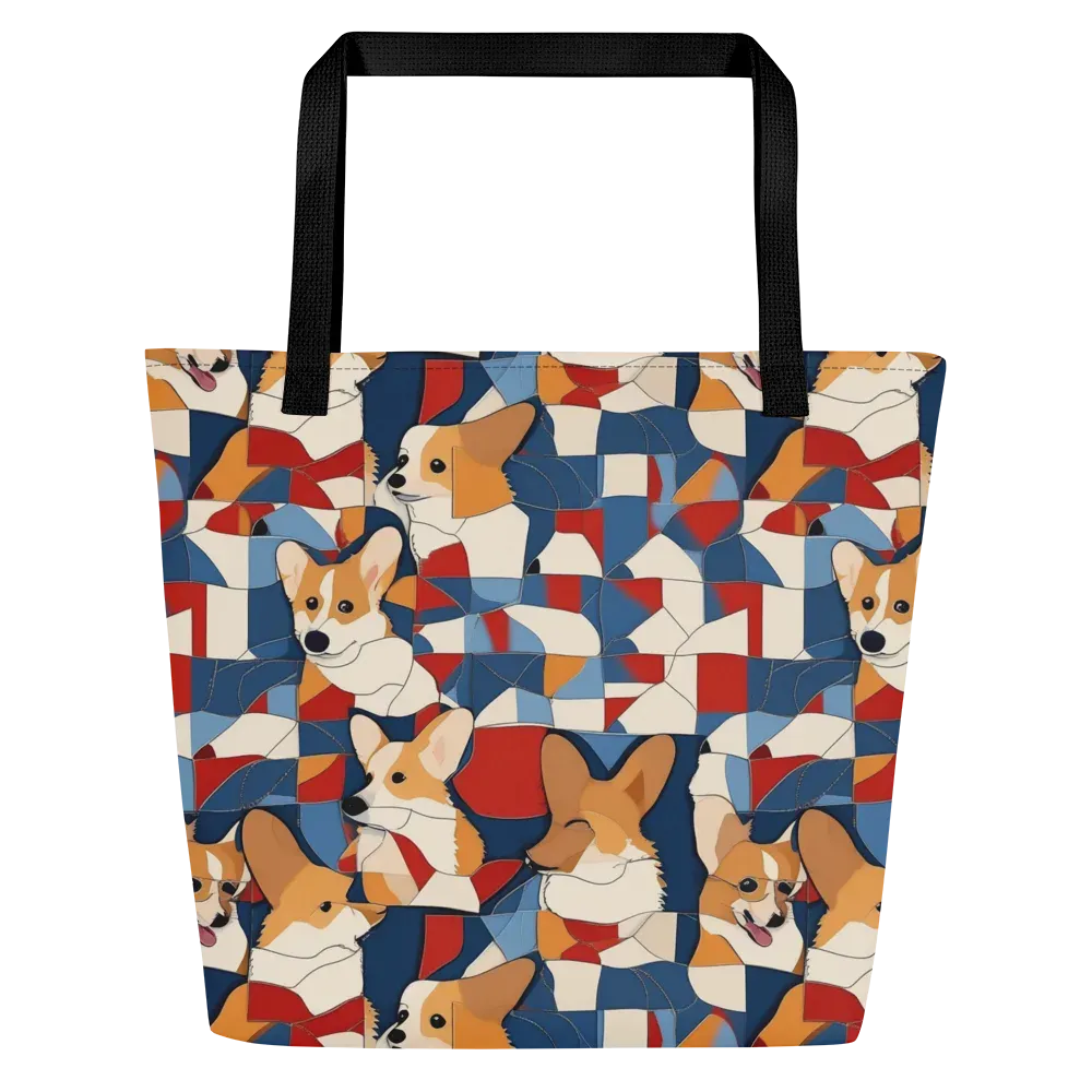 Corgi Color Theory on Large Tote Bag W/ Pocket — Front