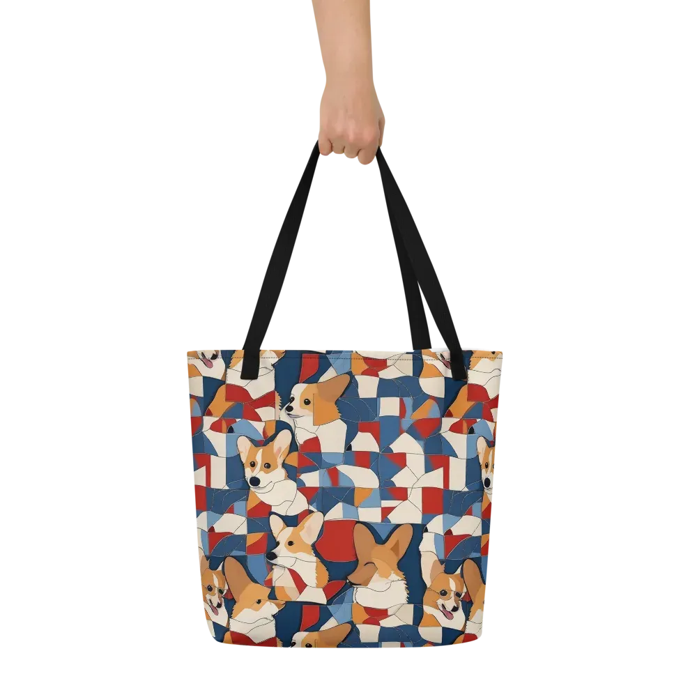 Corgi Color Theory on Large Tote Bag W/ Pocket — Front