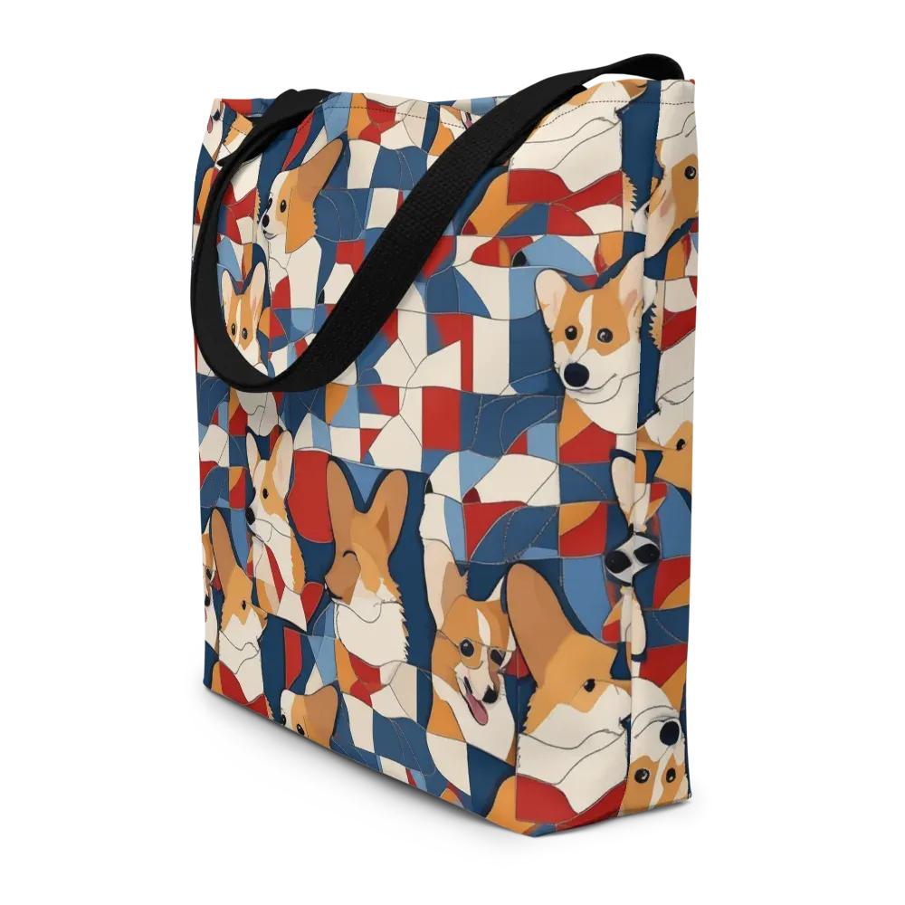 Corgi Color Theory on Large Tote Bag W/ Pocket — Front