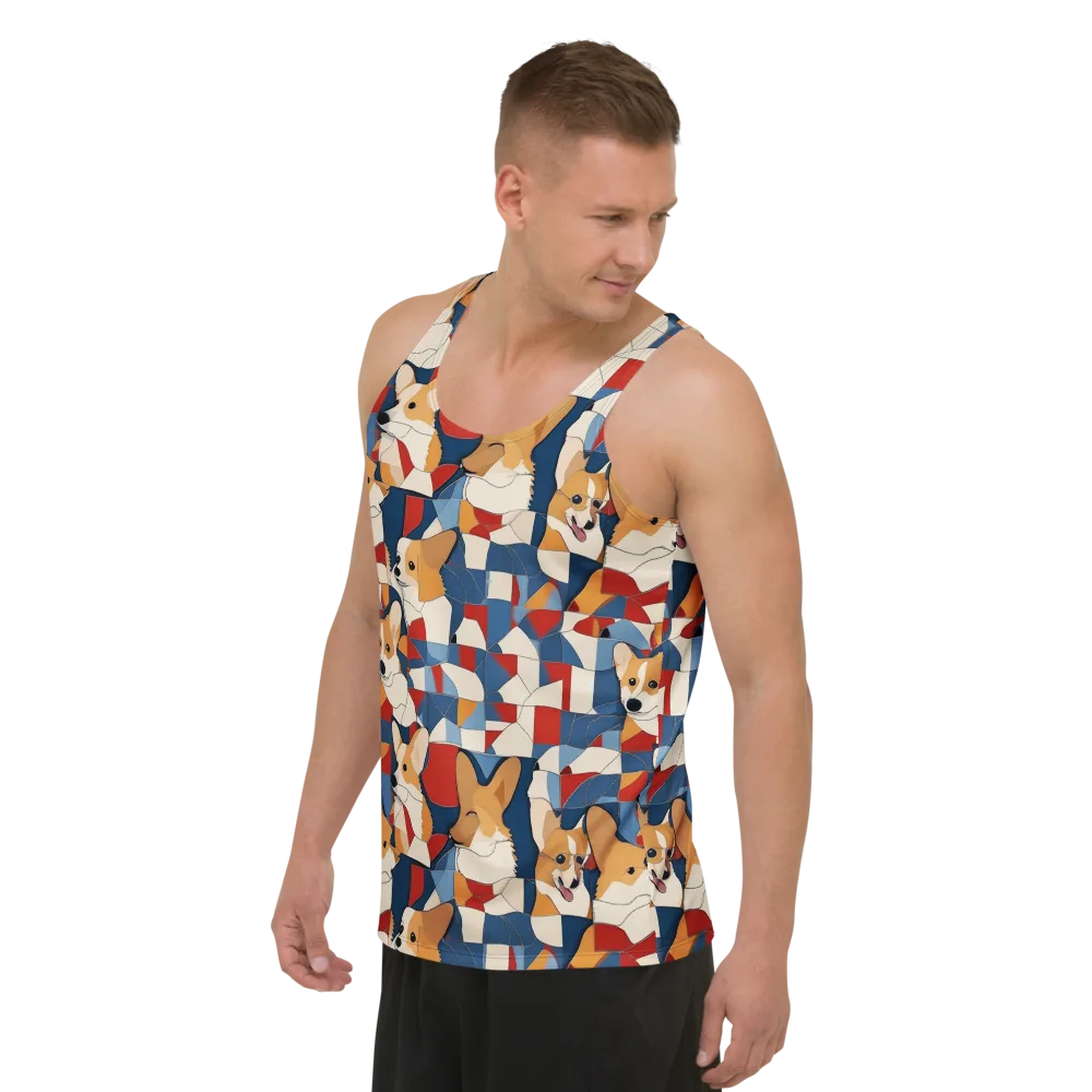 Corgi Color Theory on Men's Tank Top — Left Front
