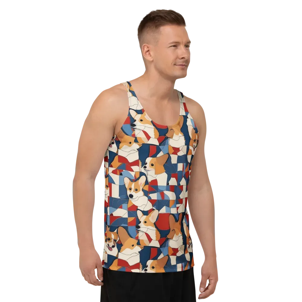 Corgi Color Theory on Men's Tank Top — Right Front