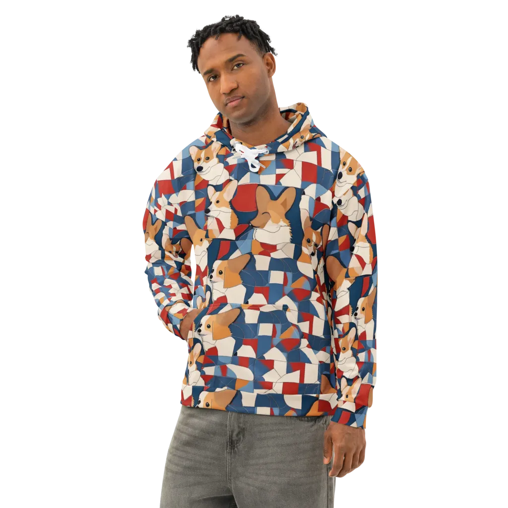 Corgi Color Theory on Cotton Hoodie — Left Front