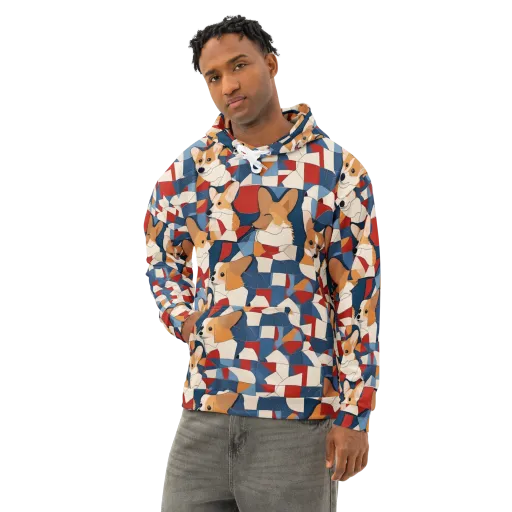 Corgi Color Theory on a Cotton Hoodie