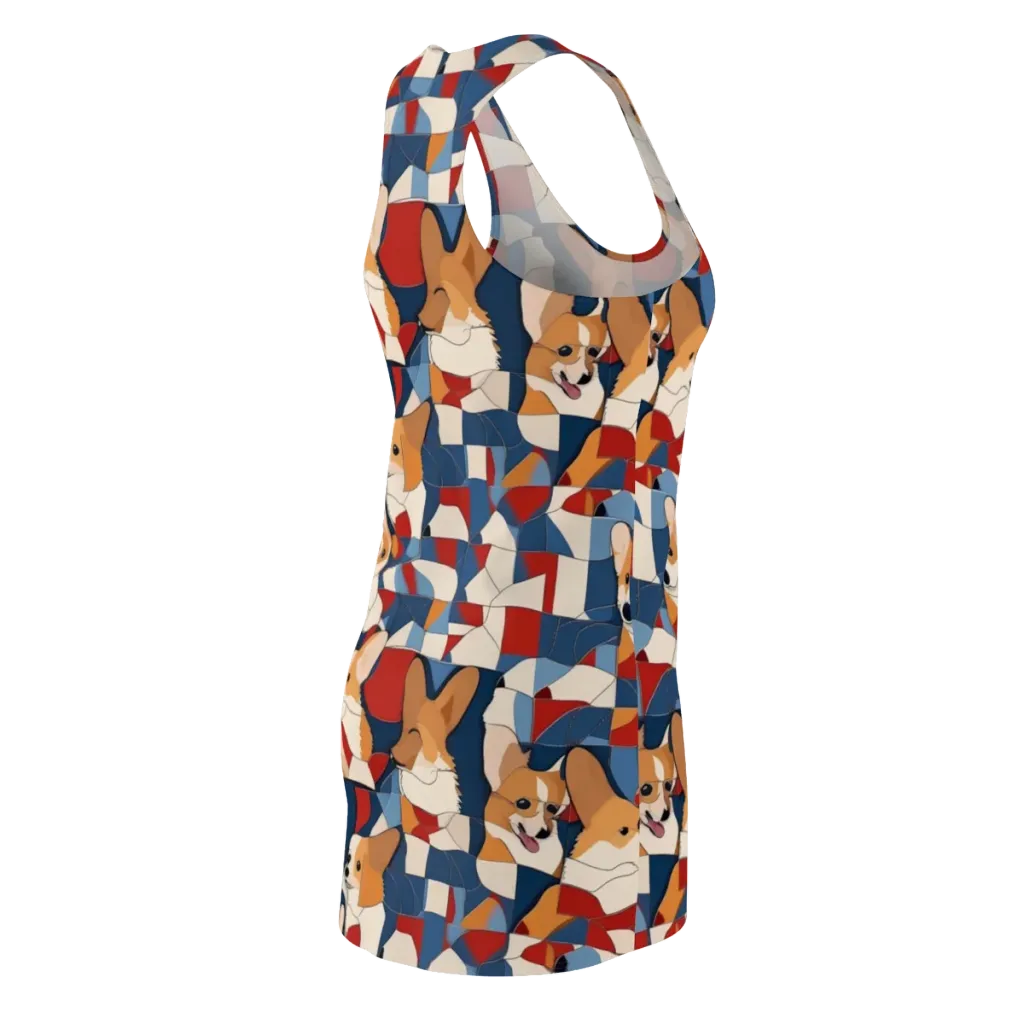 Corgi Color Theory on Racerback Dress — Back Side