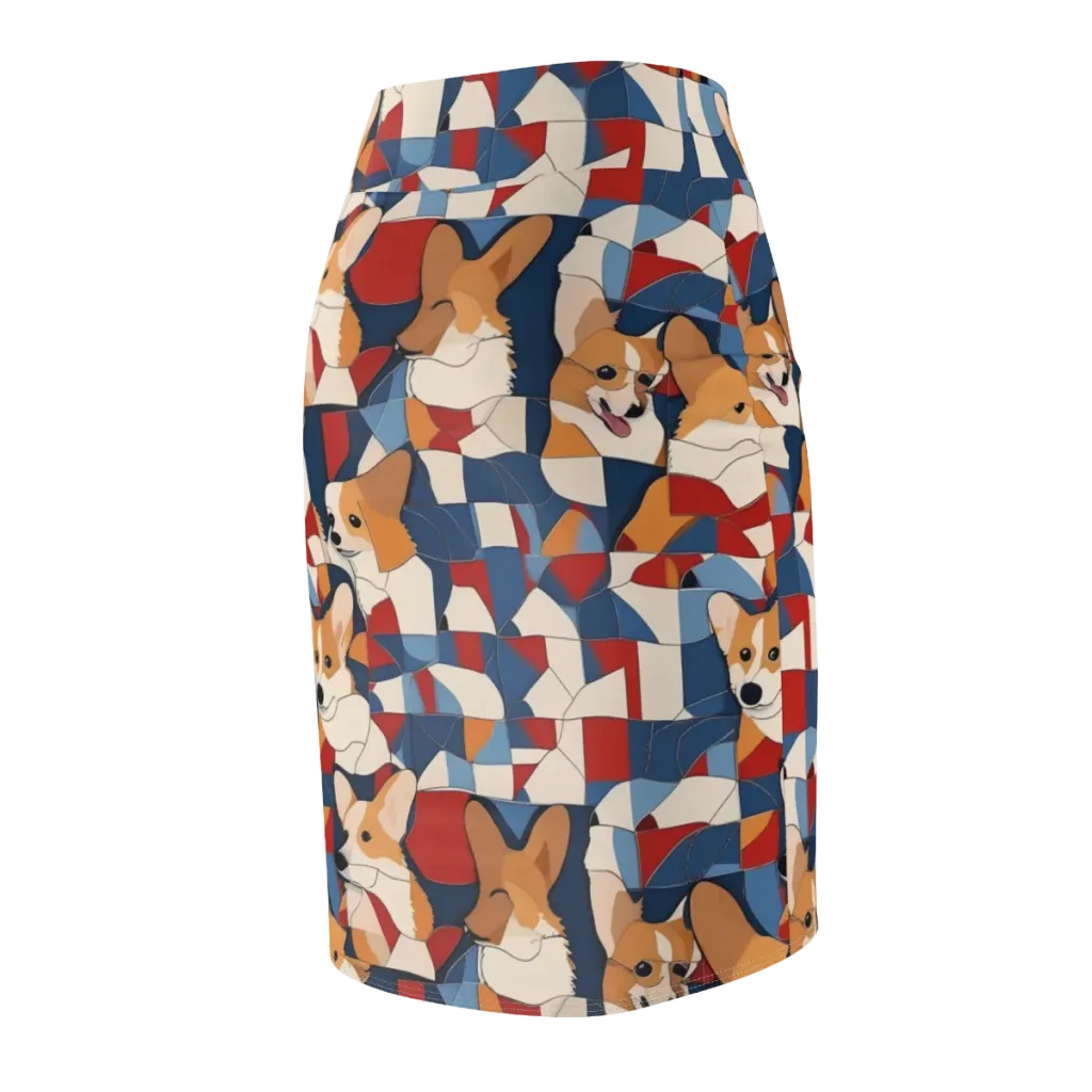 Corgi Color Theory on Pencil Skirt — Back Side