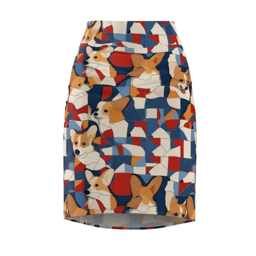 Corgi Color Theory on a Pencil Skirt