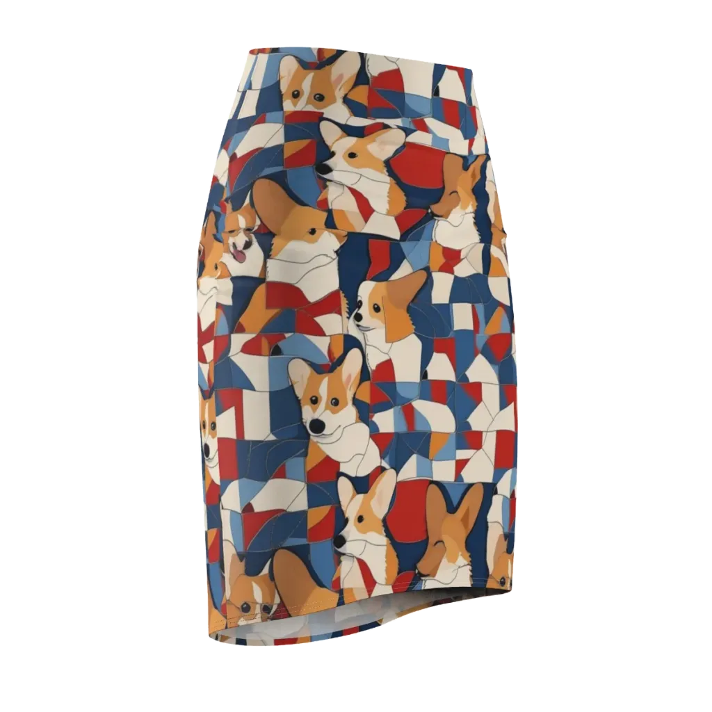 Corgi Color Theory on Pencil Skirt — Front Side
