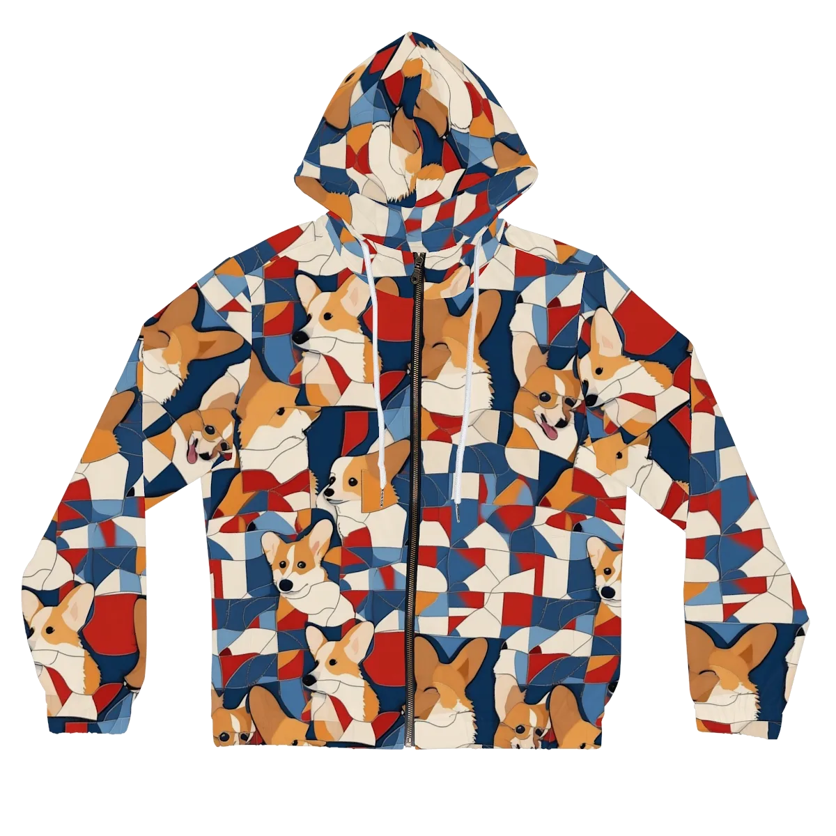 Corgi Color Theory on Women's Full-Zip Hoodie — Front