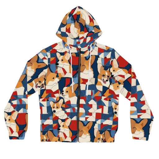 Corgi Color Theory on a Women's Full-Zip Hoodie