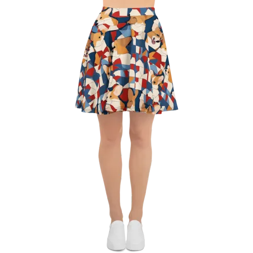 Corgi Color Theory on a Skater Skirt