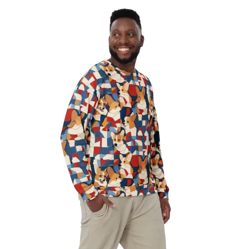 Corgi Color Theory on a Sweatshirt