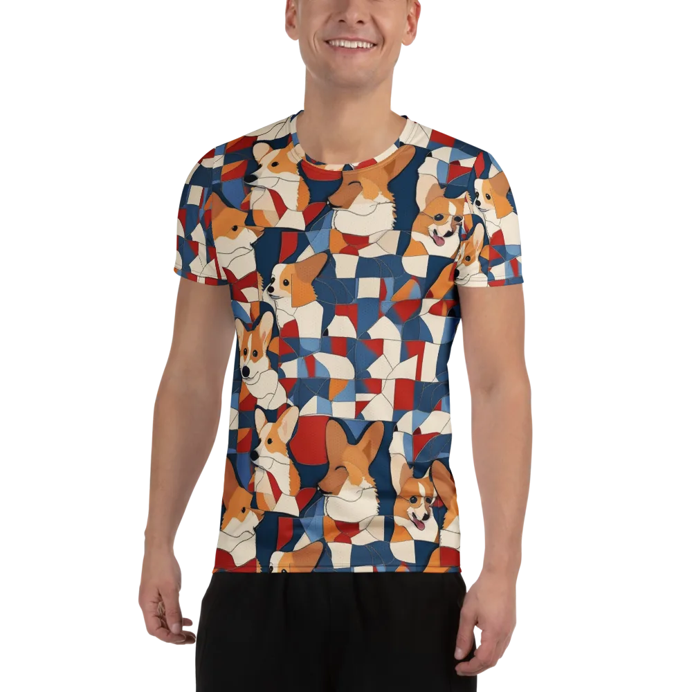 Corgi Color Theory on Men's Athletic T-Shirt — Front