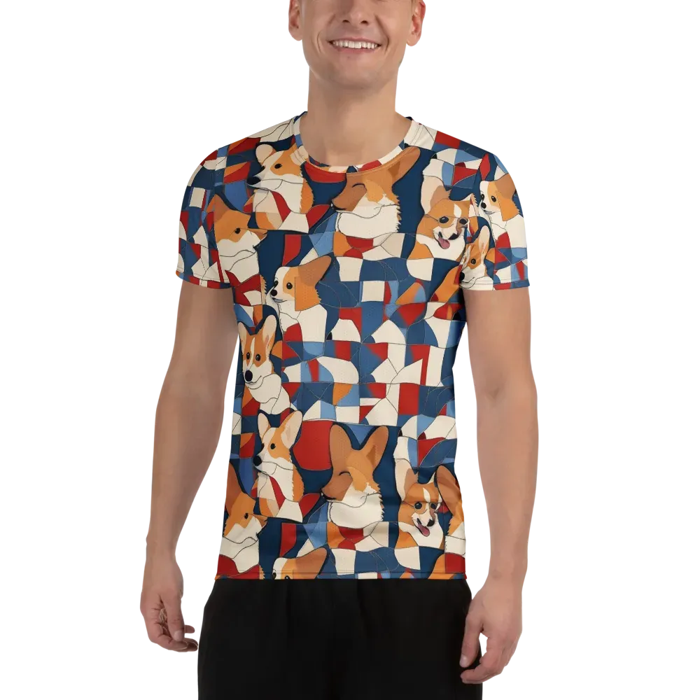 Corgi Color Theory on Men's Athletic T-Shirt — Front