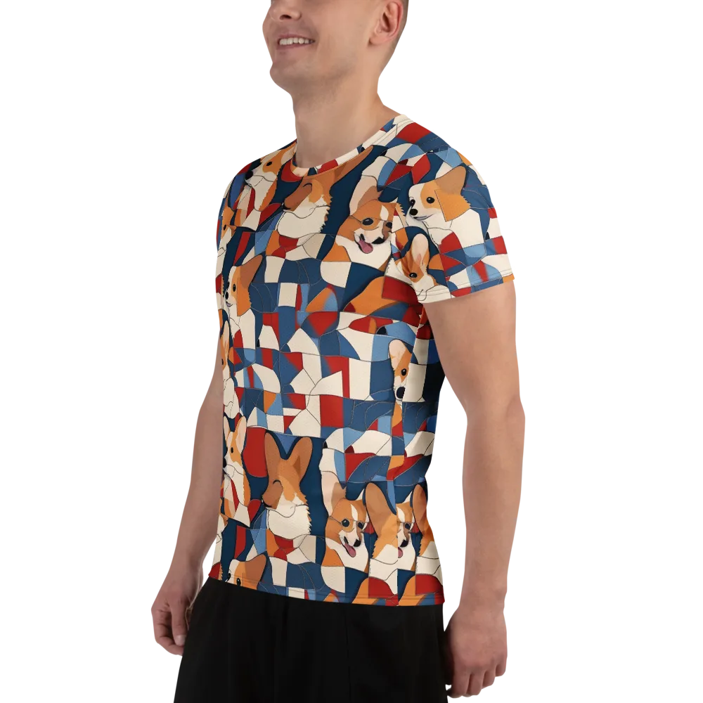 Corgi Color Theory on Men's Athletic T-Shirt — Left