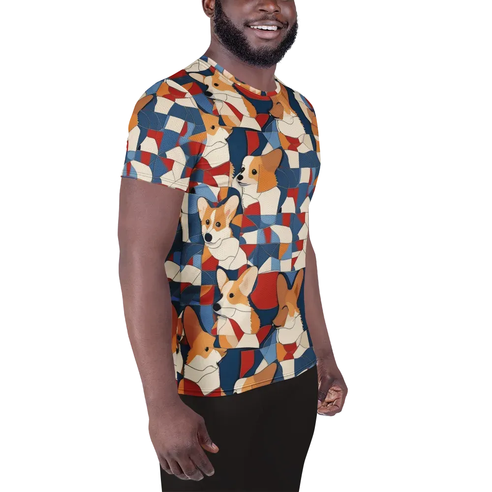 Corgi Color Theory on Men's Athletic T-Shirt — Right