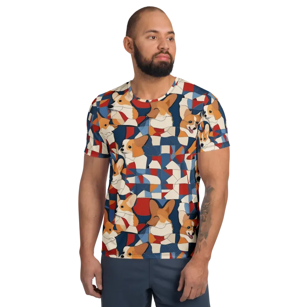 Corgi Color Theory on Men's Athletic T-Shirt — Front