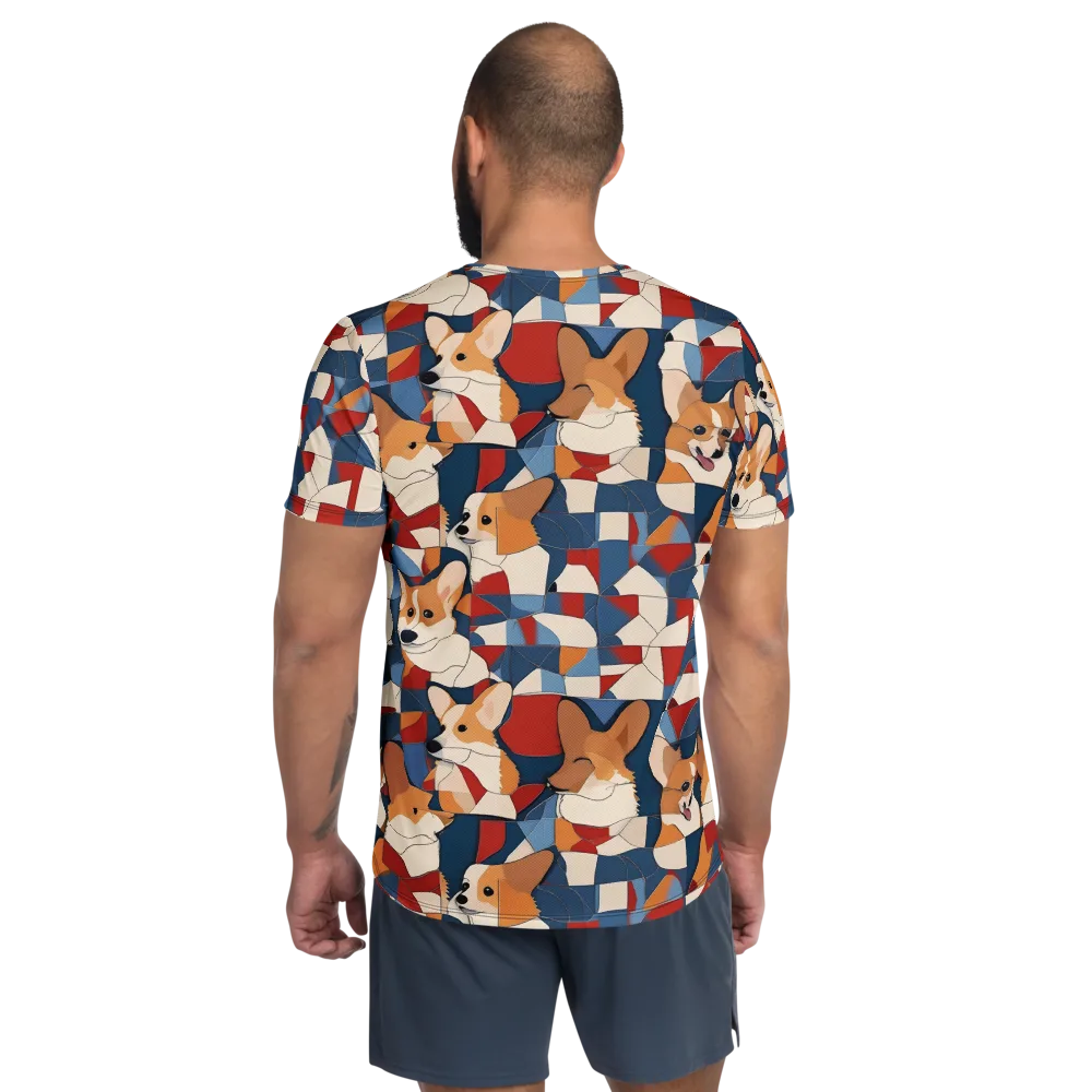 Corgi Color Theory on Men's Athletic T-Shirt — Back