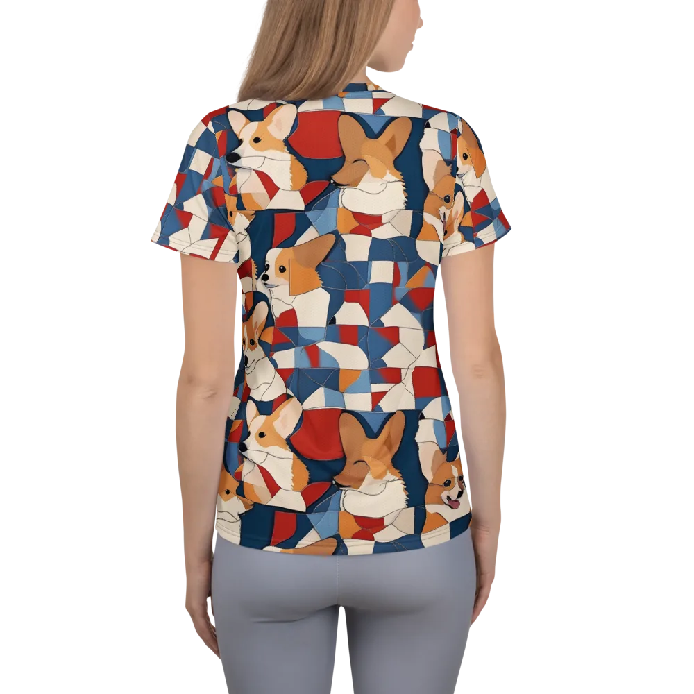 Corgi Color Theory on Women's Athletic T-Shirt — Back