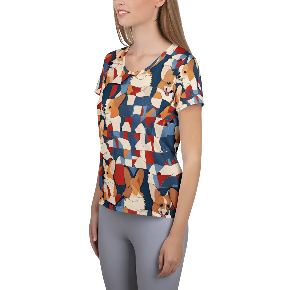 Corgi Color Theory on Women's Athletic T-Shirt — Left