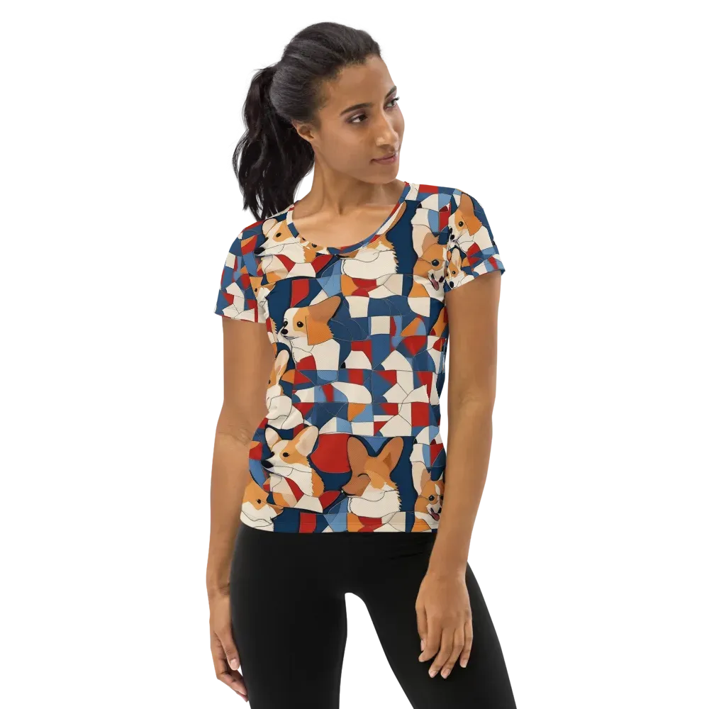 Corgi Color Theory on Women's Athletic T-Shirt — Front