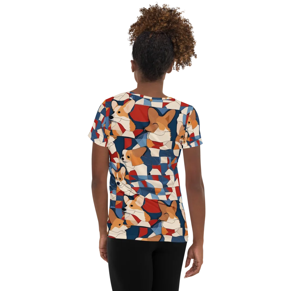 Corgi Color Theory on Women's Athletic T-Shirt — Back