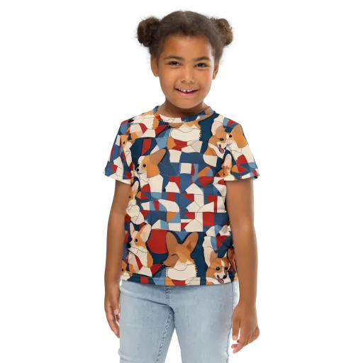 Corgi Color Theory on a Kids Crew Neck T-Shirt
